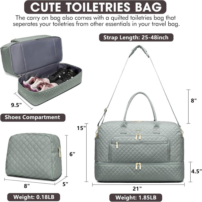 LUOCIP Travel Duffle Bag Weekender for Women - 38L Carry-On Overnight Personal Item Bag with Shoe Compartment & Wet Pocket Weekend Tote Bags with Toiletry Hospital Bags for Labor and Delivery - Image 2
